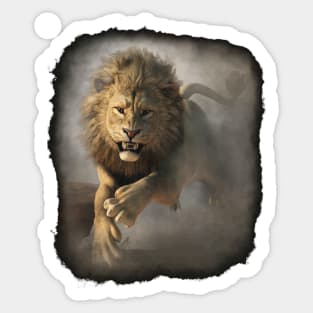 Lion Attack Sticker